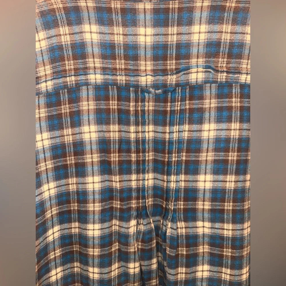 Wrangler‎ Size Medium Women's Blue and Brown Plaid Crochet Button-Up Tunic Dress